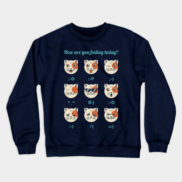 Cat Emoticon Crewneck Sweatshirt by coffeeman